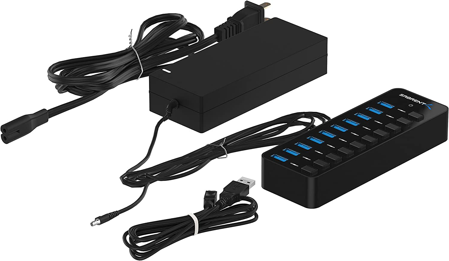 10-Port 60W USB 3.0 Hub with Individual Power Switches and Leds, Includes 60W 12V/5A Power Adapter (HB-BU10)