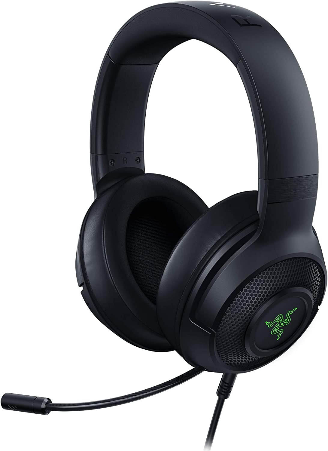 Kraken X USB Ultralight Gaming Headset: 7.1 Surround Sound - Lightweight Frame - Green Logo Lighting - Integrated Audio Controls - Bendable Cardioid Microphone - for PC - Classic Black